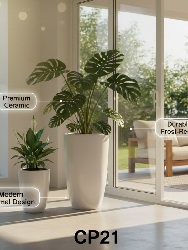 60cm plant pot Modern Tall White Ceramic Planter Pot for Indoor & Outdoor Plants