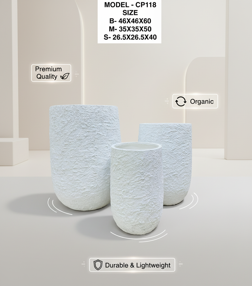 designer modern indoor plant pots Modern White Textured Fiber Planter Pot